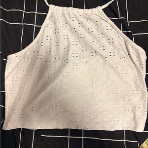 White Eyelet Halter Top